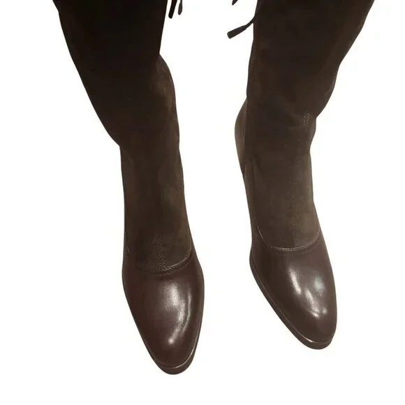 Franco Sarto Indie Knee High Boots Women's Size 8M Brown Leather and Suede - Picture 2 of 9